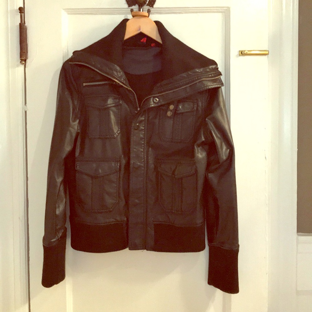 Super cute pleather moto jacket.